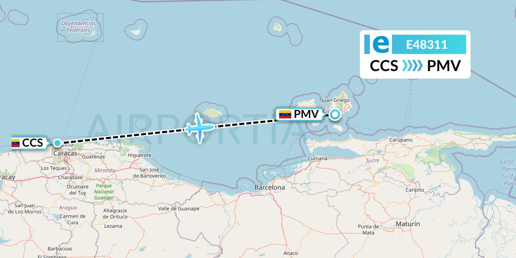 E48311 Estelar Latinoamerica C.A. Flight Map: Caracas to Porlamar