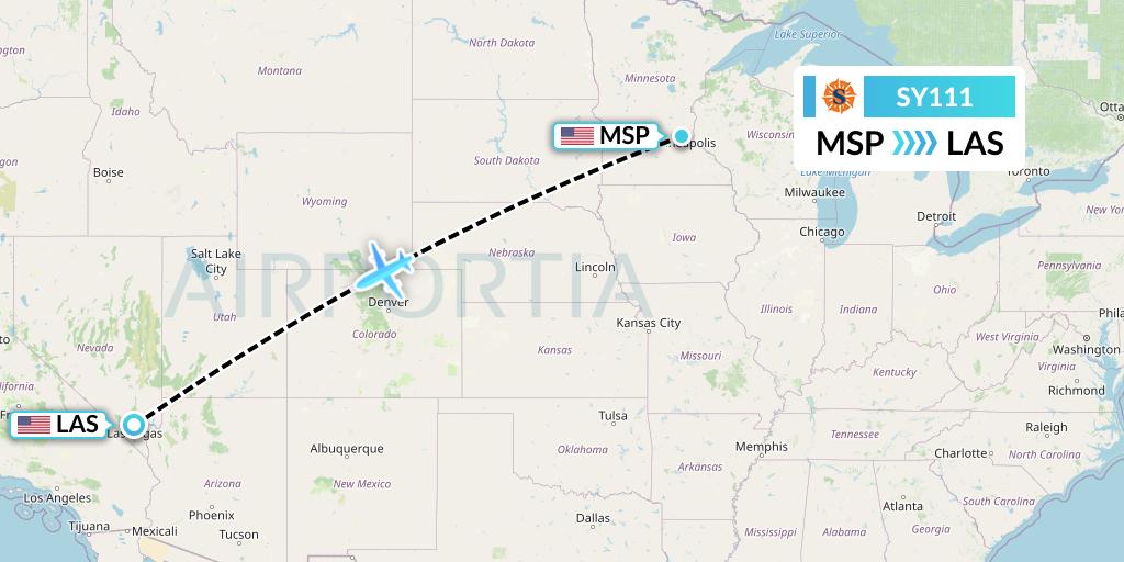 SY111 Sun Country Airlines Flight Map: Minneapolis to Las Vegas