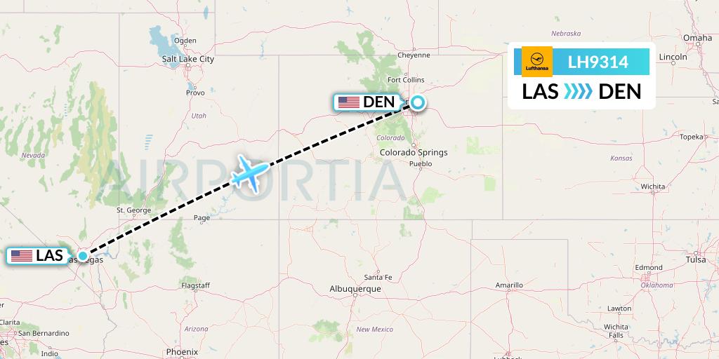 LH9314 Lufthansa Flight Map: Las Vegas to Denver