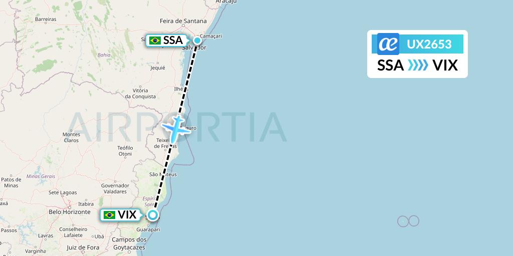 UX2653 Air Europa Flight Map: Salvador to Vitoria