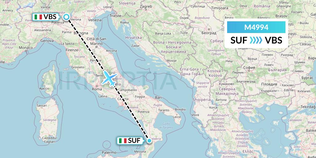 M4994 Mistral Air Flight Map: Lamezia Terme to Brescia