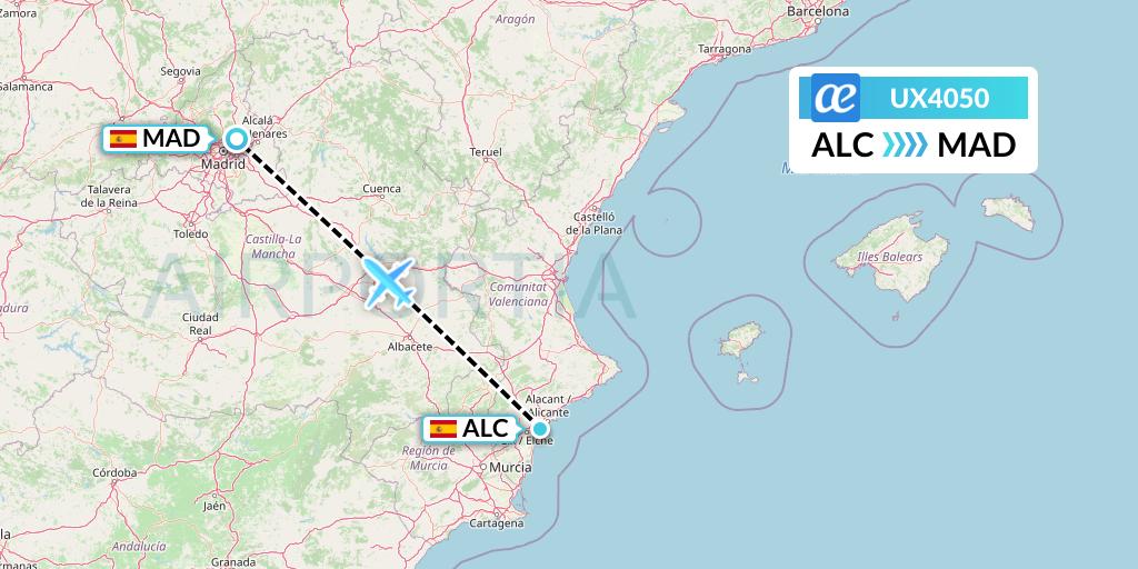 UX4050 Air Europa Flight Map: Alicante to Madrid