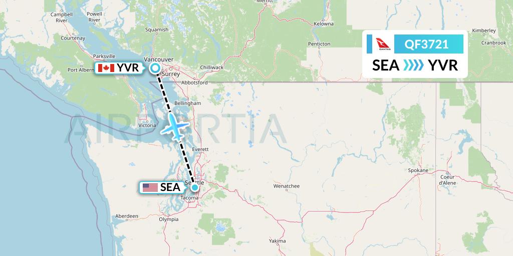 QF3721 Qantas Flight Map: Seattle to Vancouver