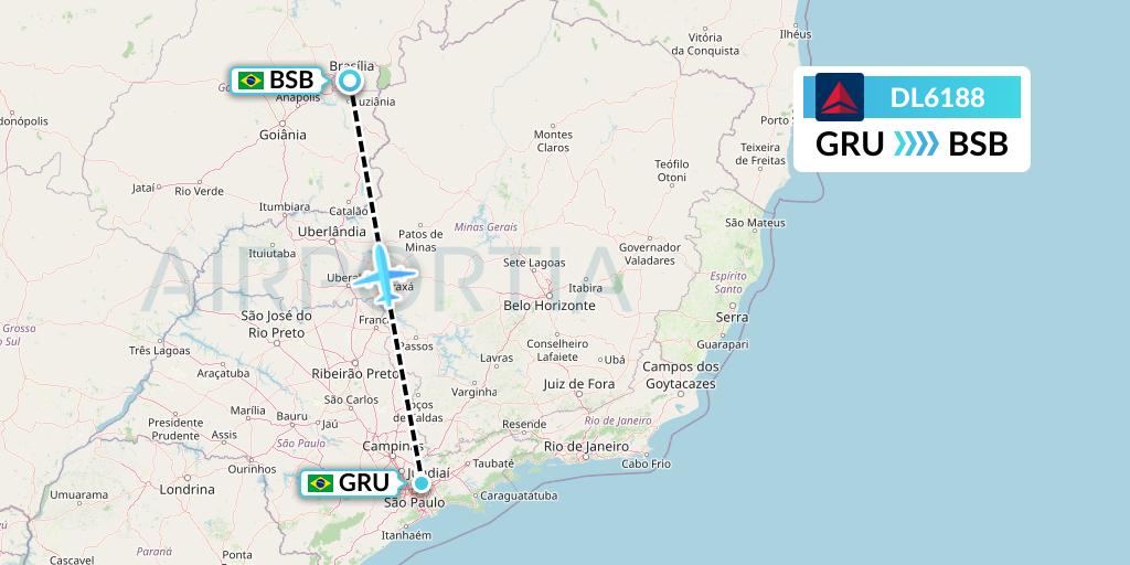 DL6188 Delta Air Lines Flight Map: Sao Paulo to Brasilia