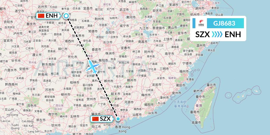 GJ8683 Loong Airlines Flight Map: Shenzhen to Enshi