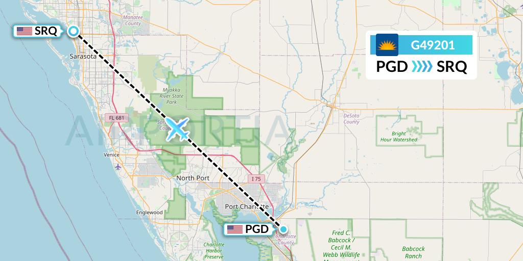 G49201 Allegiant Air Flight Map: Punta Gorda to Sarasota