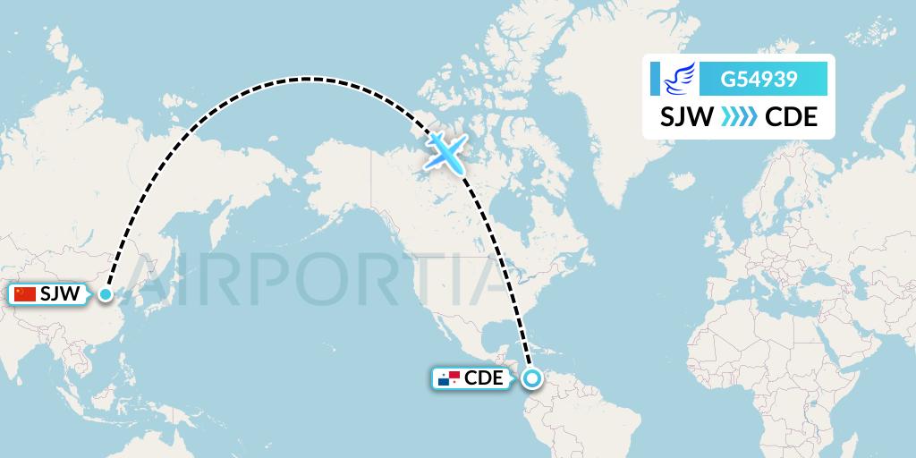 G54939 China Express Airlines Flight Map: Shijiazhuang to Caledonia