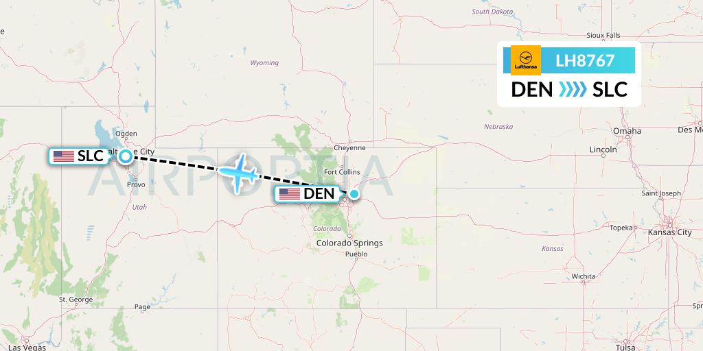 LH8767 Lufthansa Flight Map: Denver to Salt Lake City