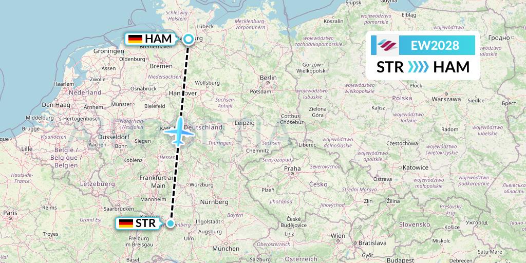 EW2028 Eurowings Flight Map: Stuttgart to Hamburg