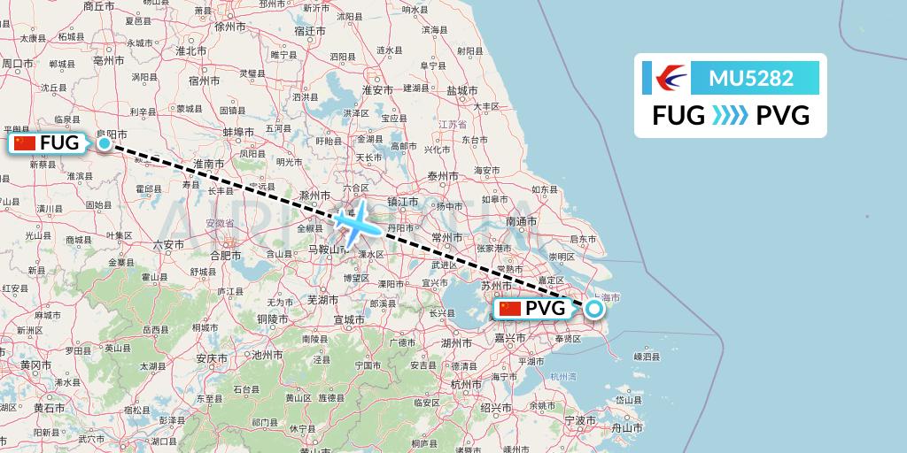 MU5282 China Eastern Airlines Flight Map: Fuyang to Shanghai