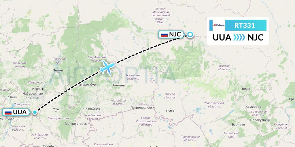 RT331 UVT aero Flight Map: Bugulma to Nizhnevartovsk
