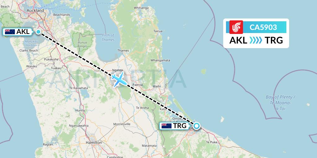 CA5903 Air China Flight Map: Auckland to Tauranga