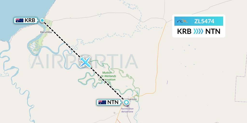 ZL5474 Regional Express Flight Map: Karumba to Normanton