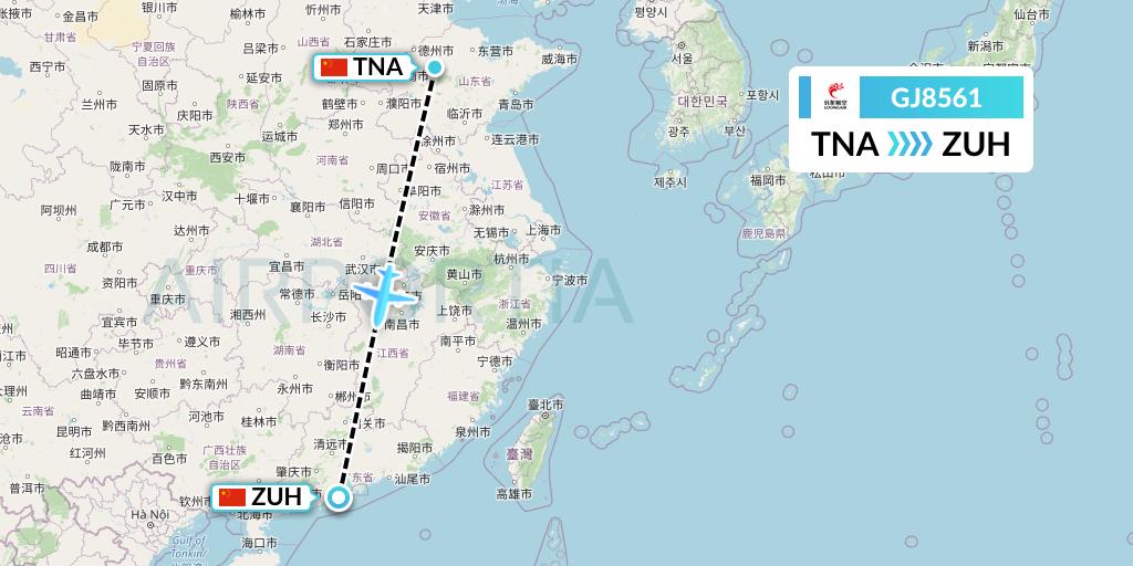 GJ8561 Loong Airlines Flight Map: Jinan to Zhuhai