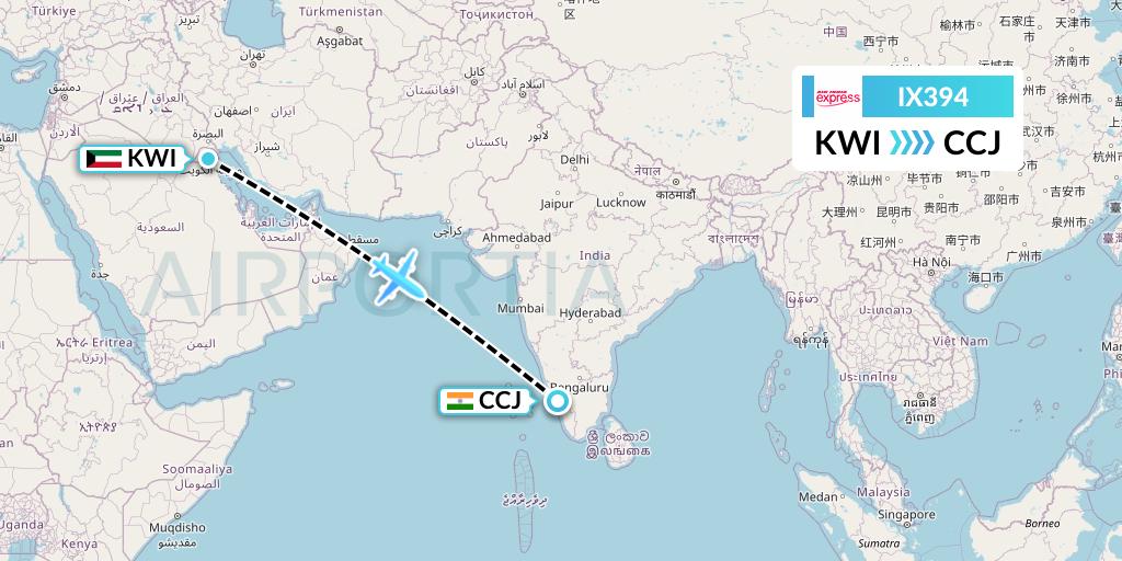 IX394 Flight Status Air India Express Kuwait City to Kozhikode (AXB394)
