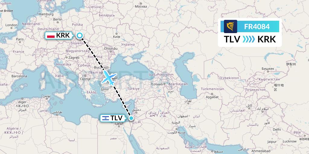 FR4084 Flight Status Ryanair: Tel Aviv to Krakow (RYR4084)