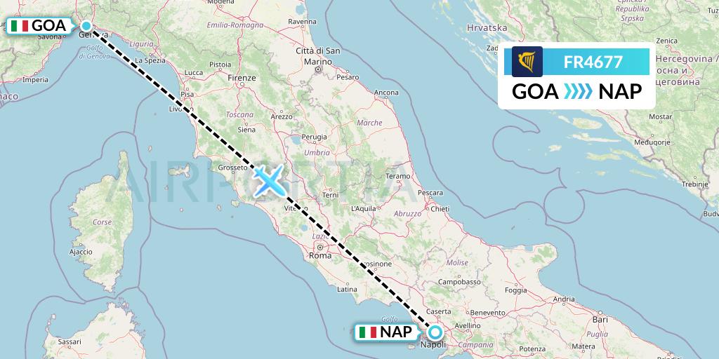 FR4677 Ryanair Flight Map: Genoa to Naples