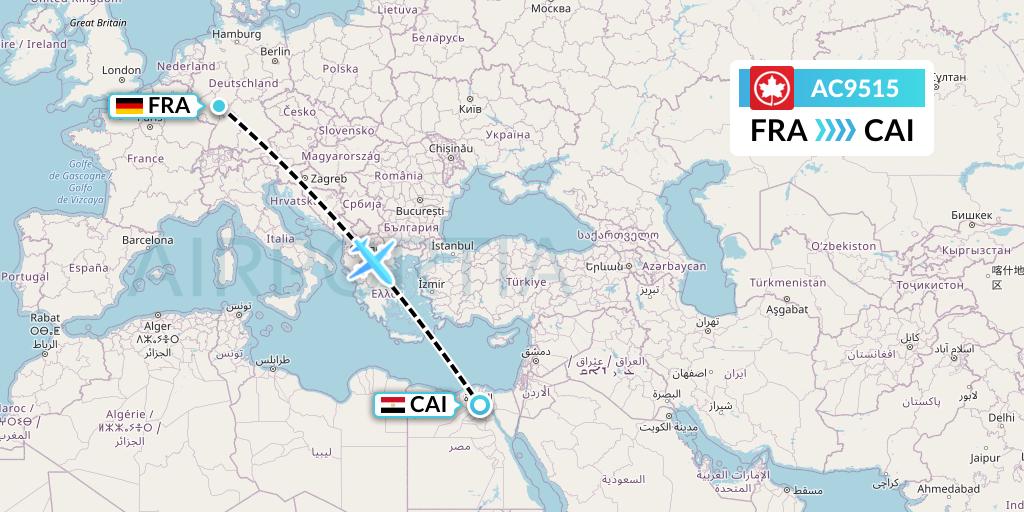 AC9515 Air Canada Flight Map: Frankfurt to Cairo