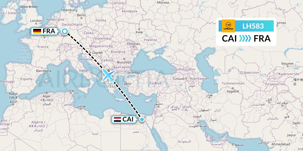 LH583 Lufthansa Flight Map: Cairo to Frankfurt
