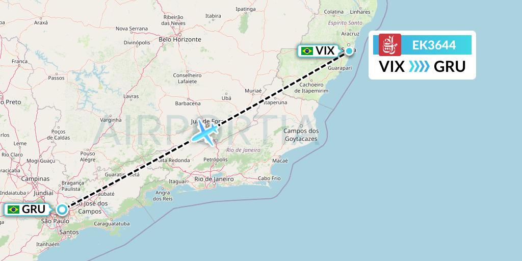 EK3644 Emirates Flight Map: Vitoria to Sao Paulo