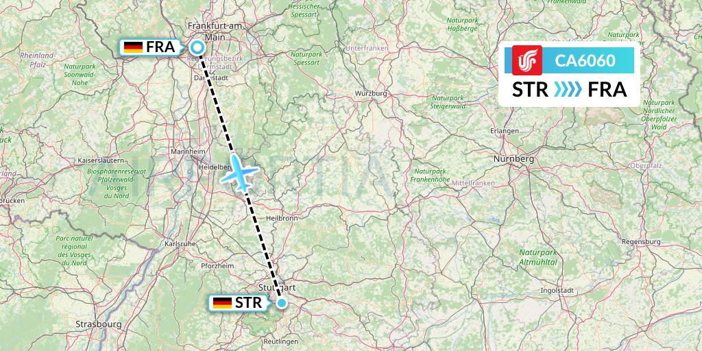 CA6060 Air China Flight Map: Stuttgart to Frankfurt