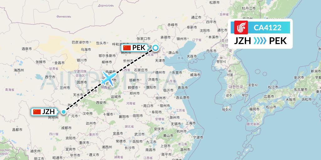 CA4122 Air China Flight Map: Songpan to Beijing
