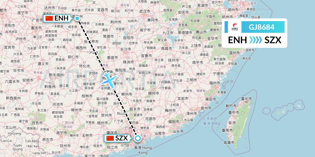 GJ8684 Loong Airlines Flight Map: Enshi to Shenzhen