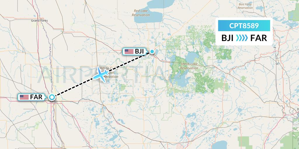 CPT8589 Corporate Air Flight Map: Bemidji to Fargo