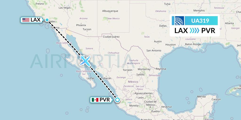 UA319 United Airlines Flight Map: Los Angeles to Puerto Vallarta
