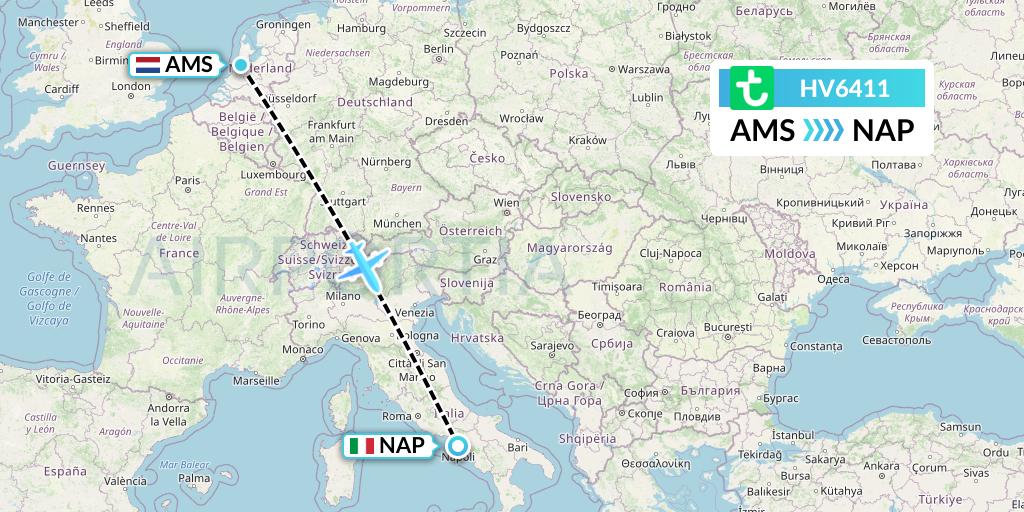 HV6411 Transavia Flight Map: Amsterdam to Naples