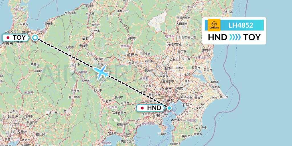 LH4852 Lufthansa Flight Map: Tokyo to Toyama