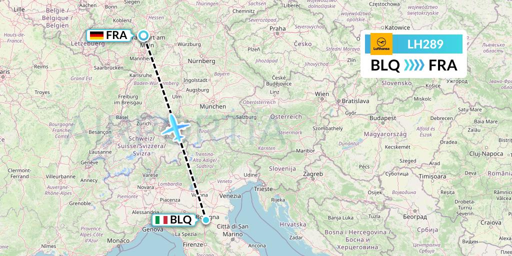 LH289 Lufthansa Flight Map: Bologna to Frankfurt