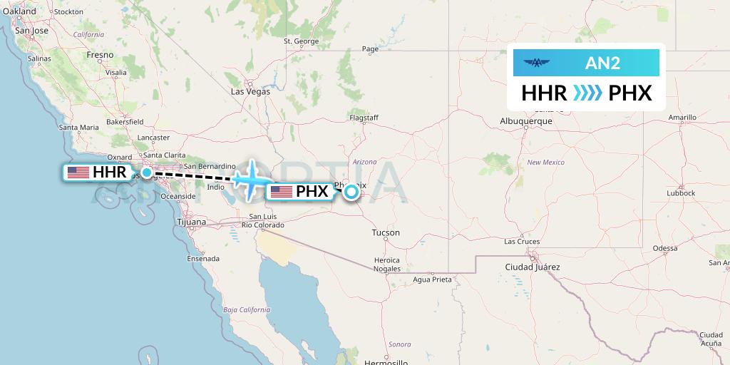 AN2 Advanced Air Flight Map: Hawthorne to Phoenix