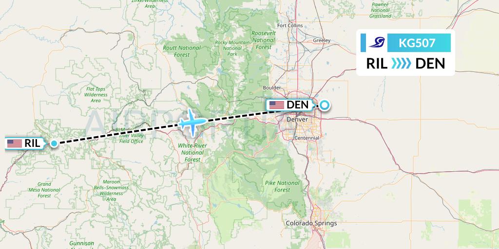 KG507 Key Lime Air Flight Map: Rifle to Denver