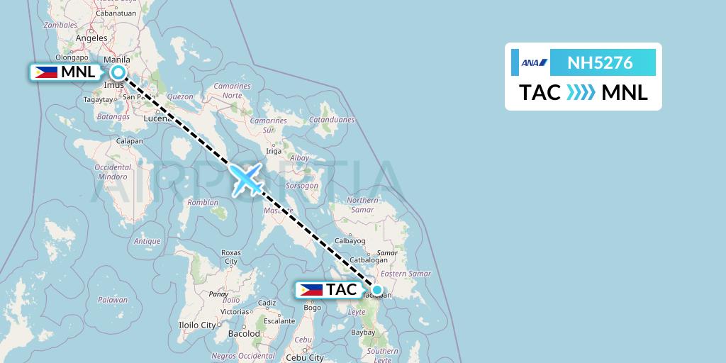 NH5276 All Nippon Airways Flight Map: Tacloban to Manila