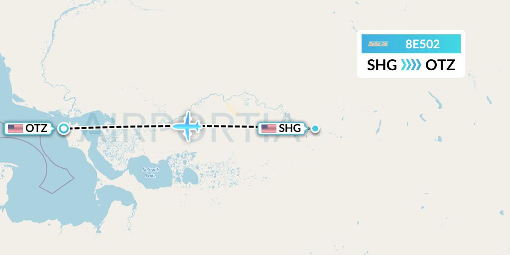 8E502 Bering Air Flight Map: Shungnak to Kotzebue