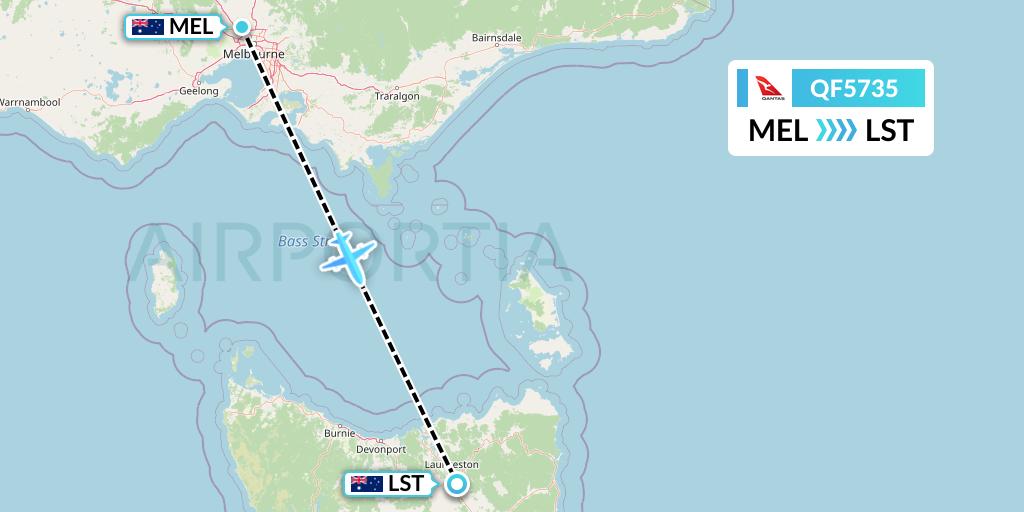 QF5735 Qantas Flight Map: Melbourne to Launceston