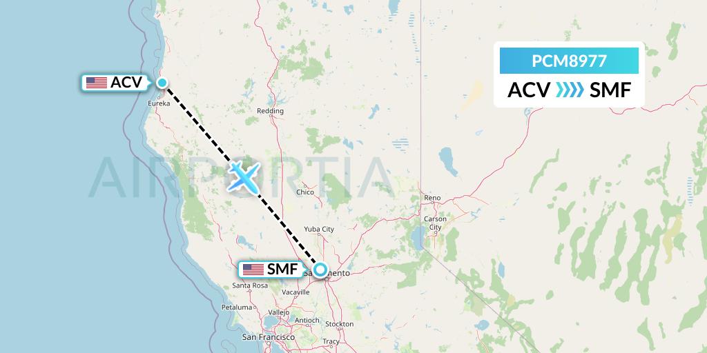 PCM8977 Westair Industries Flight Map: Eureka to Sacramento