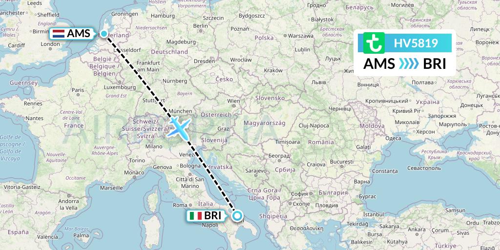 HV5819 Transavia Flight Map: Amsterdam to Bari