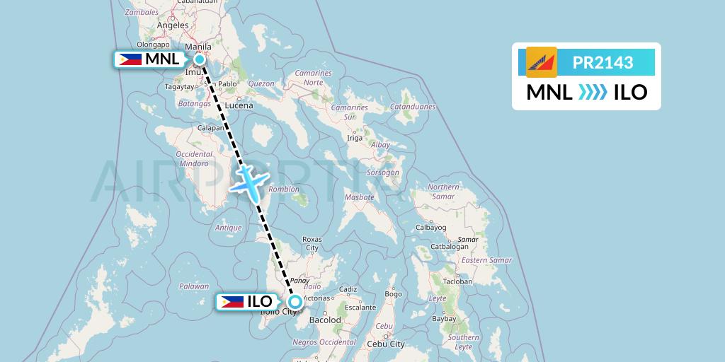 PR2143 Philippine Airlines Flight Map: Manila to Iloilo