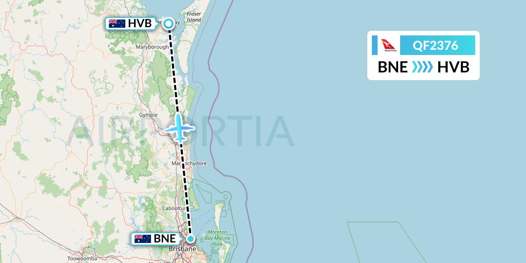 QF2376 Qantas Flight Map: Brisbane to Hervey Bay