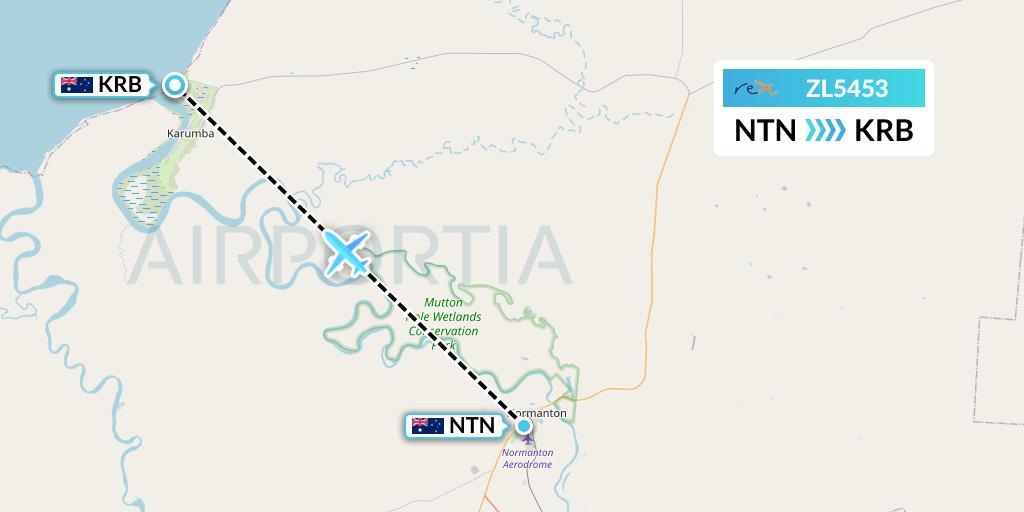 ZL5453 Regional Express Flight Map: Normanton to Karumba