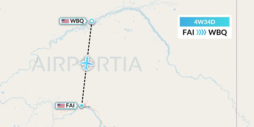 4W34D Warbelows Air Ventures Flight Map: Fairbanks to Beaver