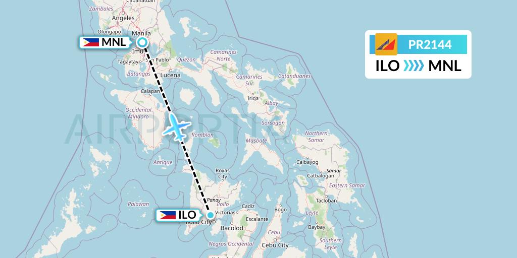 PR2144 Philippine Airlines Flight Map: Iloilo to Manila