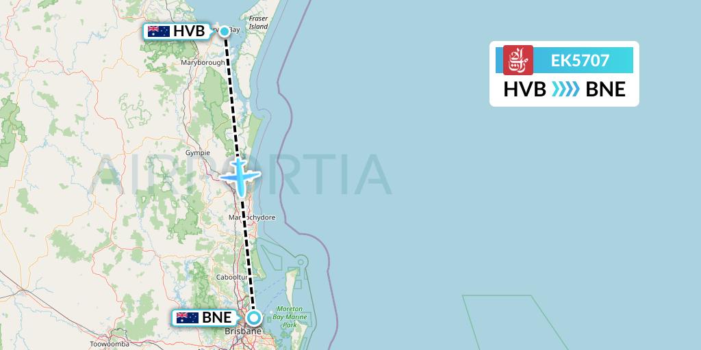 EK5707 Emirates Flight Map: Hervey Bay to Brisbane