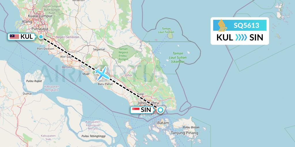 SQ5613 Singapore Airlines Flight Map: Kuala Lumpur to Singapore