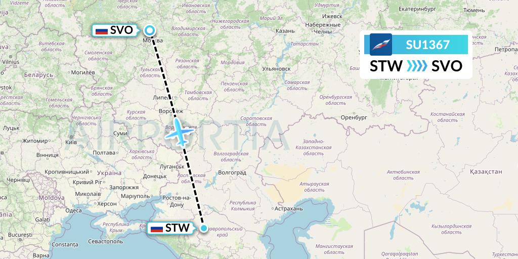 SU1367 Aeroflot Flight Map: Stavropol to Moscow