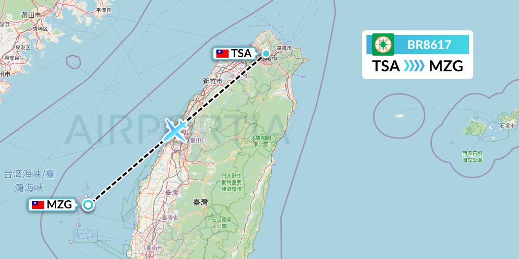 BR8617 EVA Air Flight Map: Taipei to Makung