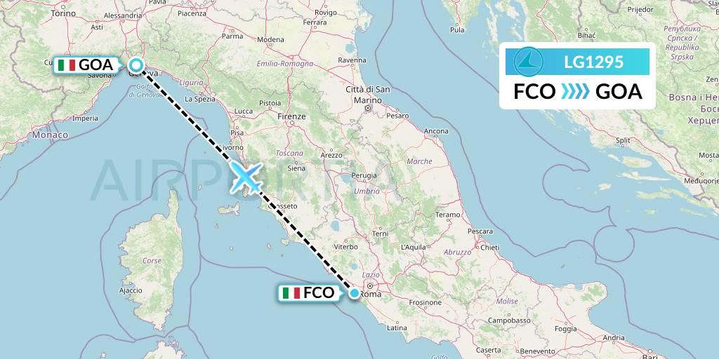 LG1295 Luxair Flight Map: Rome to Genoa