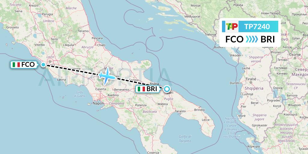 TP7240 TAP Portugal Flight Map: Rome to Bari